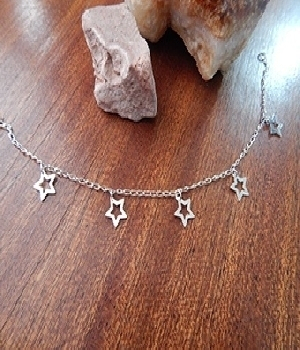 Imagen de Pulsera de plata estrellas entre cadena solida 925
