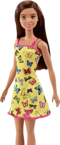 Imagen de Barbie original castaña basic vestido amarillo mariposas numero 0