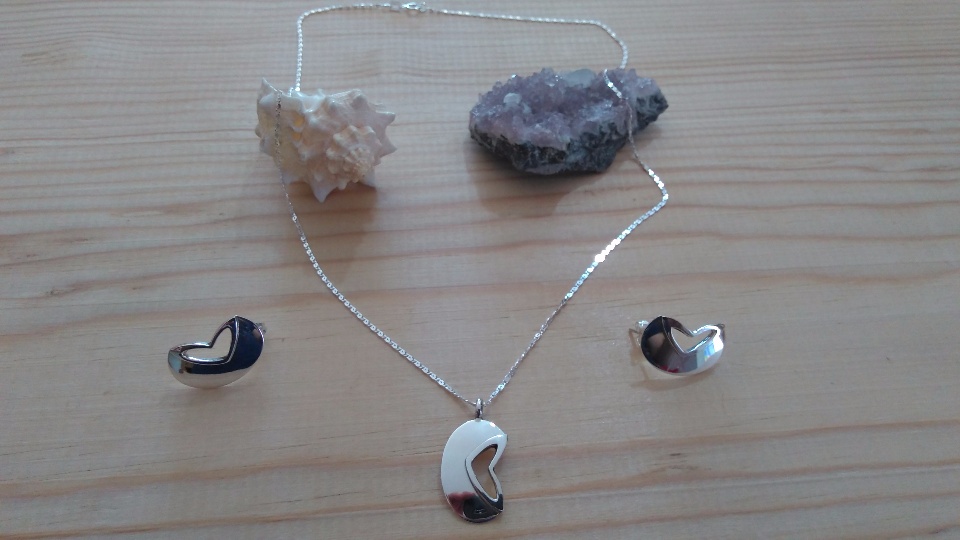 Imagen de Coordinado collar de plata con cadena y aretes numero 1