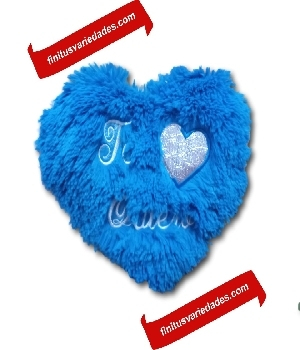 Imagen de Corazón de peluche azul bordado de 27 cms te quiero numero 0