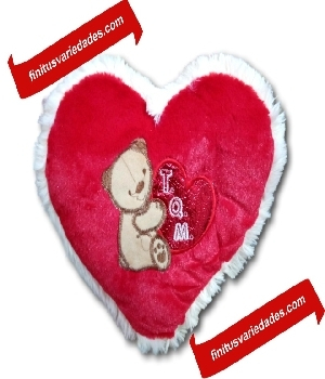 Imagen de Corazón de peluche rojo bordado de 27 cms TQM numero 0